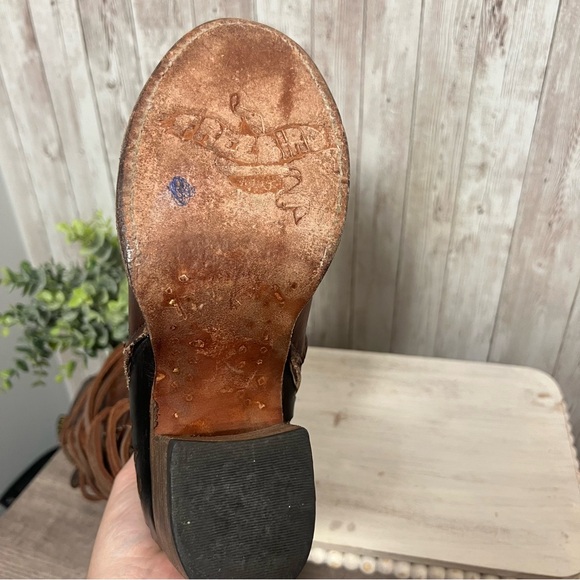 Freebird Steven Carver Tan Lace Up Leather Knee High Boots Coachella Festival 6 - Picture 9 of 9